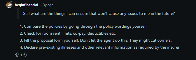 User shares experience about health insurance online and agent